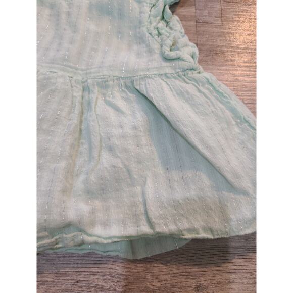 Cat and Jack 6 to 9 months light green and silver striped dress - Picture 2 of 5